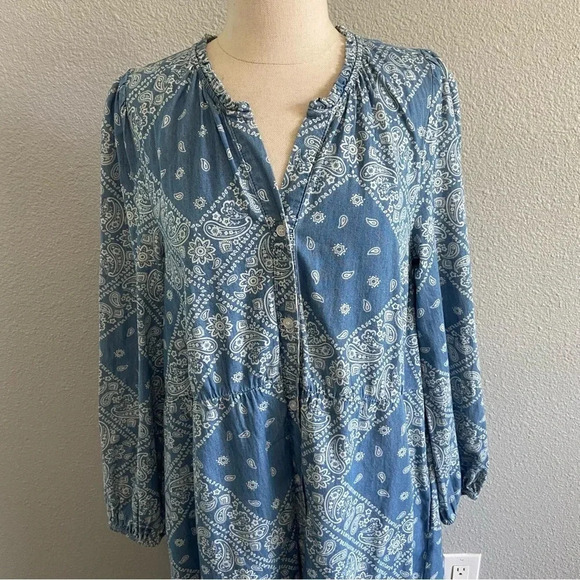 Daily Thread‎ Chambray Bandana Print Maxi Dress Size Small - Picture 2 of 6